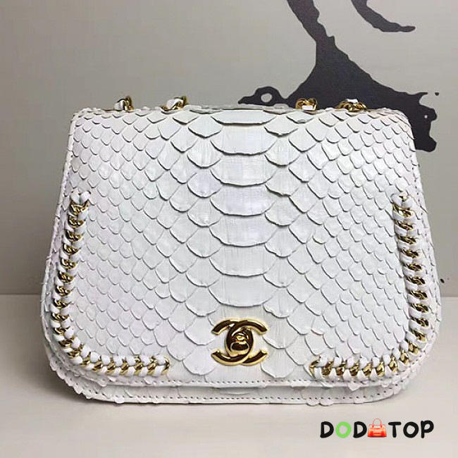 Fancybags Chanel Snake Leather Flap Shoulder Bag White A98774 VS02816 - 1