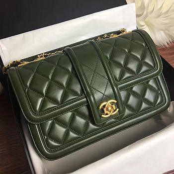 Fancybags Chanel Quilted Lambskin Flap Bag Green A91365 VS06525