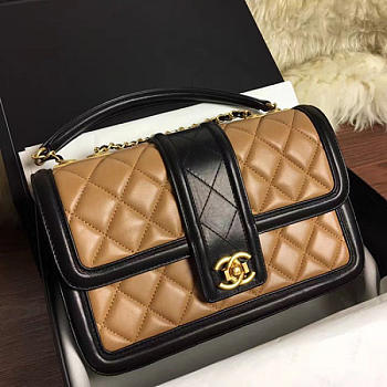 Fancybags Chanel Quilted Lambskin Flap Bag Beige and Black A91365 VS02821
