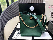 Chanel Calfskin buckle shoulder strap hippie bag 93660 green - 2