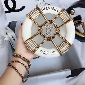 Chanel resin strass minaudiere A94672 white