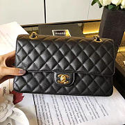 Chanel 1112 Classic Handbag Grained Calfskin Caviar Black Gold - 1