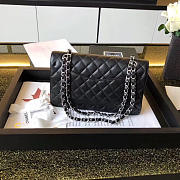  Chanel 1112 Classic Handbag Grained Calfskin Caviar Black Silver - 6