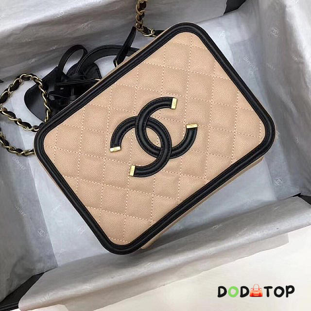 Chanel CC Filigree Large Vanity Case Bag in Grained Calfskin A93344 Beige/Black 2017 - 1