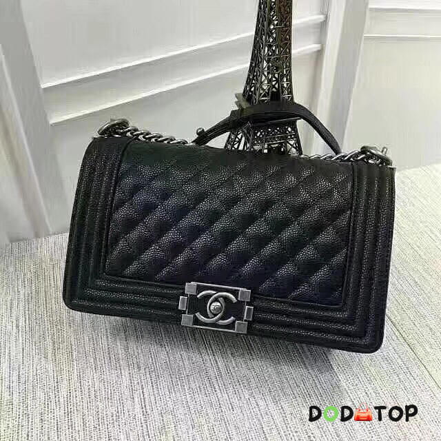 Chanel Black Quilted Caviar Medium Boy Bag A92193 - 1