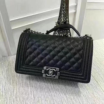 Chanel Black Quilted Caviar Medium Boy Bag A92193