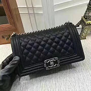 Chanel Black Quilted Caviar Medium Boy Bag A92193 - 3