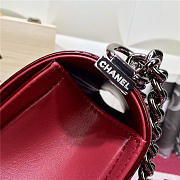 Chanel Medium Burgundy Le Boy Flap Shoulder Bag In Patent Leather Silver Hardware - 3