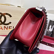 Chanel Medium Burgundy Le Boy Flap Shoulder Bag In Patent Leather Silver Hardware - 2