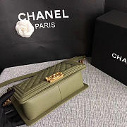 Chanel original grained leather le boy flap bag medium A67086 olive - 3