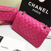 Chanel 1112 Lambskin Leather Double Flap Bag With Gold/Silver Hardware 25CM Rose Red - 6