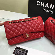 Chanel 1112 Lambskin Double Flap Bag With Gold/Silver Hardware 25cm Red - 4