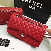 Chanel 1112 Lambskin Double Flap Bag With Gold/Silver Hardware 25cm Red - 5