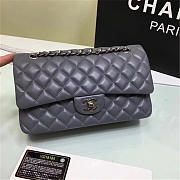 Chanel 1112 gray Lambskin Leather Flap Bag With Gold/Silver Hardware 25cm - 5