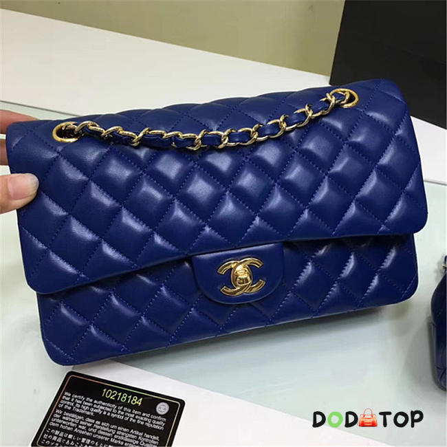 Chanel 1112 Blue Lambskin Leather Flap Bag With Gold/Silver Hardware 25cm - 1