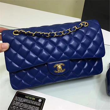 Chanel 1112 Blue Lambskin Leather Flap Bag With Gold/Silver Hardware 25cm