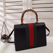 GG original leather medium ostrich top handle bag 488691 black - 2