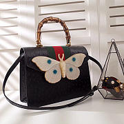 GG original leather medium ostrich top handle bag 488691 black - 5