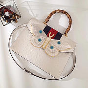 GG original leather medium ostrich top handle bag 488691 white - 4