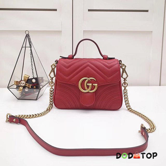 GG marmont original calfskin mini top handle bag 547260 red - 1