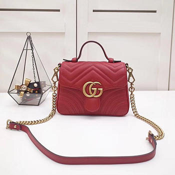 GG marmont original calfskin mini top handle bag 547260 red