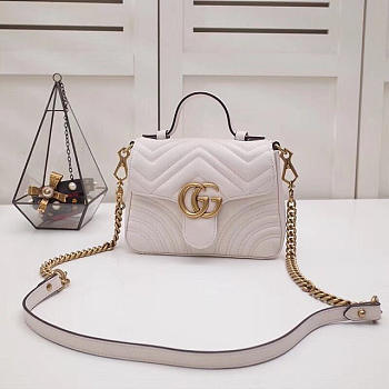 GG marmont original calfskin mini top handle bag 547260 white