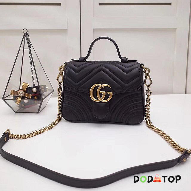 GG marmont original calfskin mini top handle bag 547260 black - 1