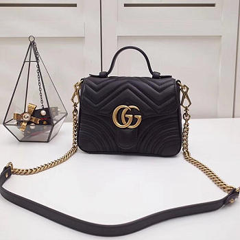 GG marmont original calfskin mini top handle bag 547260 black