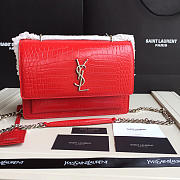 SAINT LAURENT SUNSET MEDIUM IN EROS RED CROCODILE EMBOSSED SHINY LEATHER 442906DND0N6805 - 1