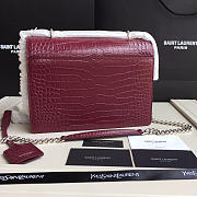 SAINT LAURENT SUNSET MEDIUM IN DARK RED CROCODILE EMBOSSED SHINY LEATHER - 4