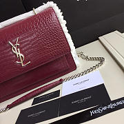 SAINT LAURENT SUNSET MEDIUM IN DARK RED CROCODILE EMBOSSED SHINY LEATHER - 5