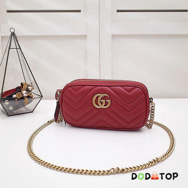 GG original calfskin marmont mini chain bag 546581 red - 1