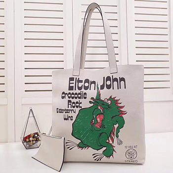 GG original calfskin elton john large tote bag 519335 white
