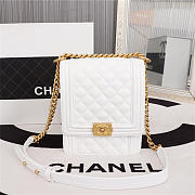 CC original calfskin large boy chanel handbag AS0130 Y84181 10601 white - 1