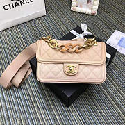 CC original grained calfskin small flap bag AS0061 apricot - 1