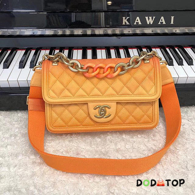 CC original grained calfskin flap bag AS0062 orange - 1