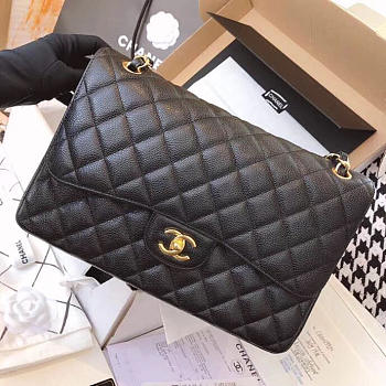 Chanel Caviar Calfskin Double Flap Bag With Gold Hardware 30cm Black
