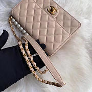 CC original lambskin Imitation pearls flap bag AS0585 nude - 3