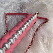 CC original lambskin Imitation pearls flap bag AS0585 pink - 3