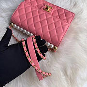 CC original lambskin Imitation pearls flap bag AS0585 pink - 4