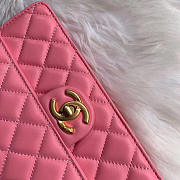 CC original lambskin Imitation pearls flap bag AS0585 pink - 6
