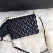 CC original lambskin Imitation pearls flap bag AS0585 black - 5