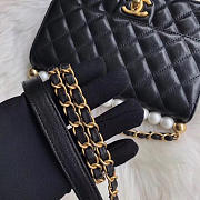 CC original lambskin Imitation pearls flap bag AS0585 black - 6