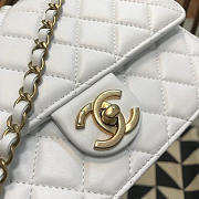 CC original lambskin Imitation pearls flap bag AS0585 white - 6