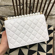 CC original lambskin Imitation pearls flap bag AS0585 white - 3