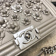 CC original embroidered lambskin boy handbag A67086 silver - 3