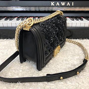 CC original embroidered lambskin boy handbag A67086 black - 4