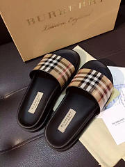 BURBERRY VINTAGE CHECK AND LEATHER SLIDES - 2