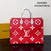 louis vuitton original monogram coated canvas onthego tote bag M44569 red - 1