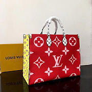 louis vuitton original monogram coated canvas onthego tote bag M44569 red - 5